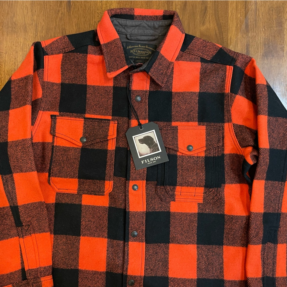 Filson Mackinaw Jac Shirt Men’S Medium Black Blaze Wool New With Tags!